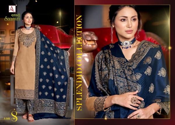 Alok Saanvri Designer Jacquard Pashmina Salwar